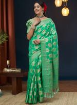 Viscose Dola Silk Green Festival Wear Weaving Saree